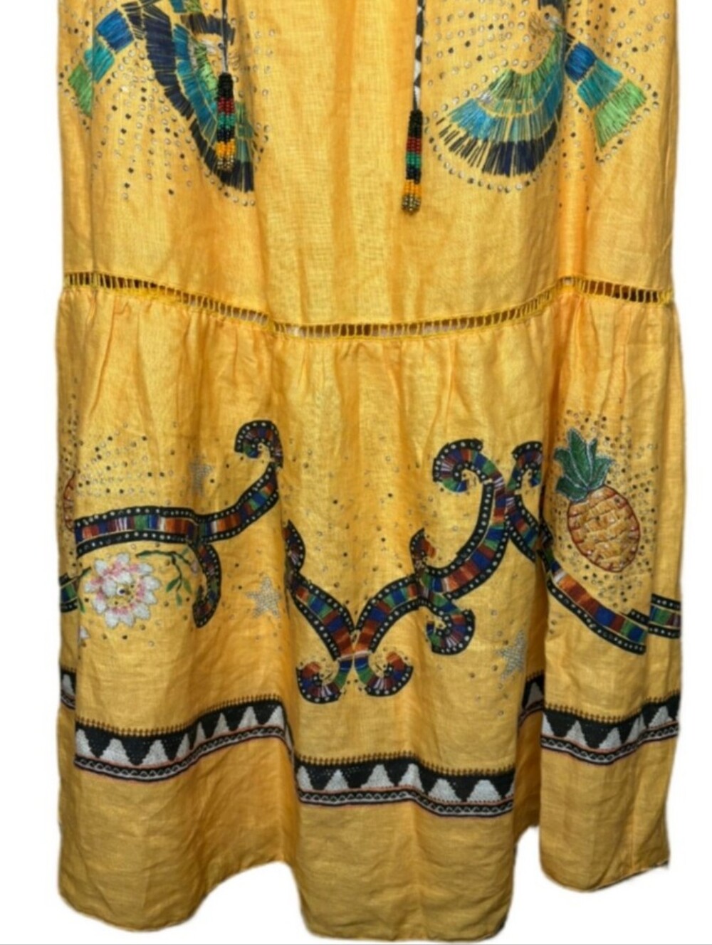 FARM Rio Yellow Embroidered Maxi Dress with Multicolor Accents - Picture 3 of 10